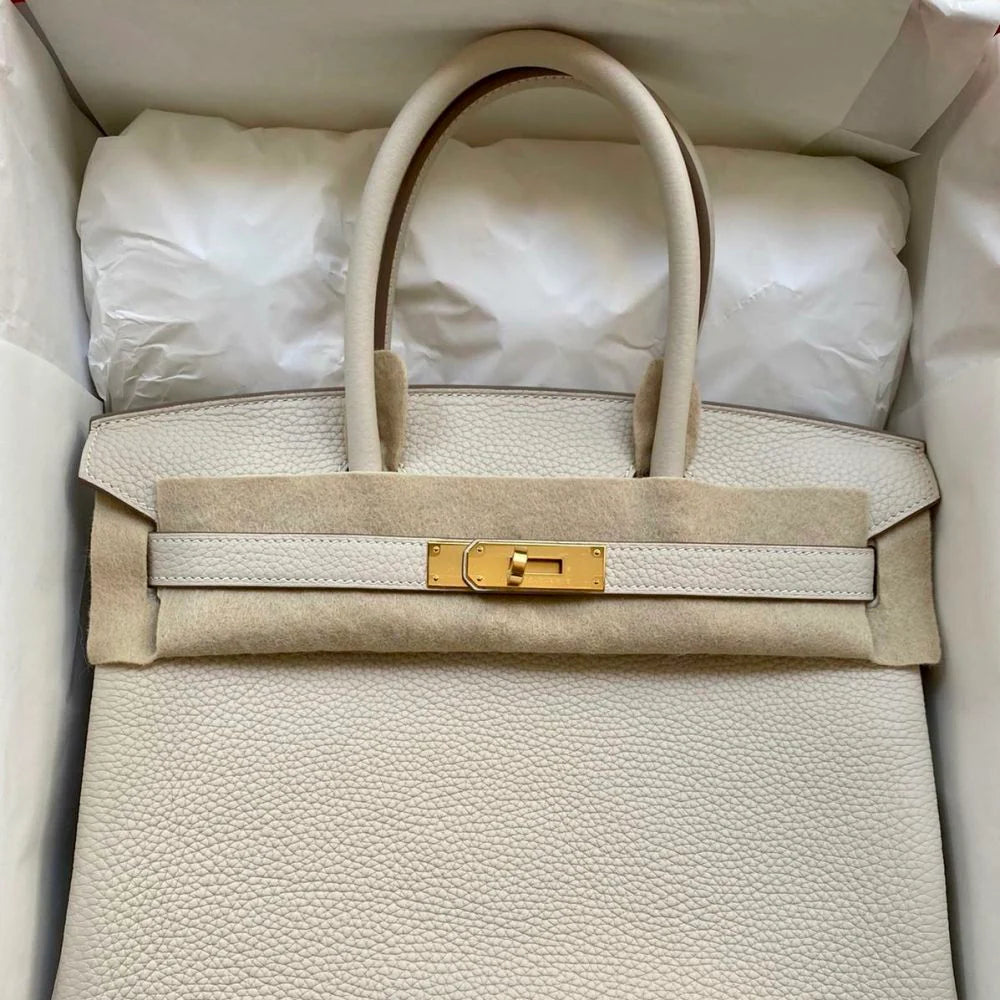 Hermes Birkin 30 Bag Craie Gold Hardware Togo Leather